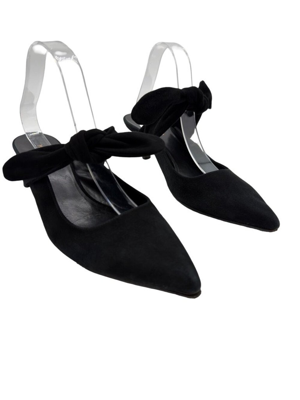 M.Gemi The Lasso Black Suede Bow Kitten Heel 2.5" Pumps EU 42